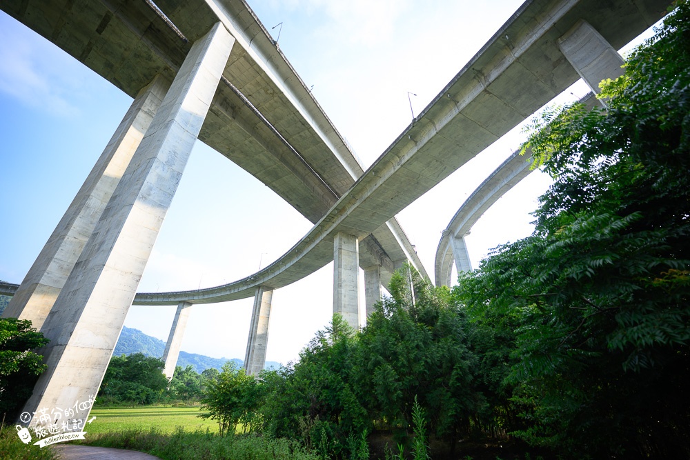 南投景點|橋聳雲天綠雕園區(免門票)全台最美高速公路,視野超遼闊~隱身高架橋下的森林秘境!