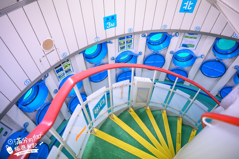 沖繩【海中展望塔】部瀬名海中公園必玩360環景圓窗看魚,以及海底玻璃船,沖繩雨天備案景點!